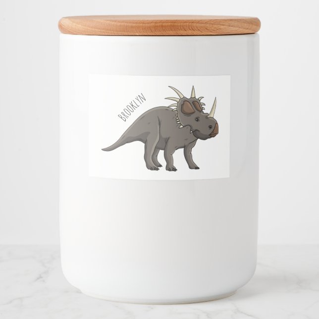 Étiquette Pour Bocaux Illustration de Styracosaurus (Devant)