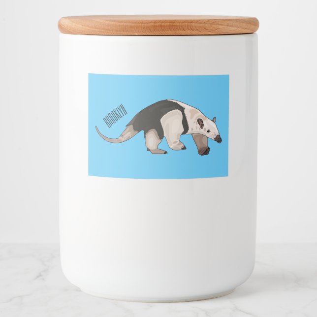 Étiquette Pour Bocaux Illustration de Tamandua (Devant)