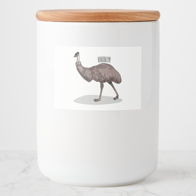 Étiquette Pour Bocaux Illustration d'Emu bird (Devant)