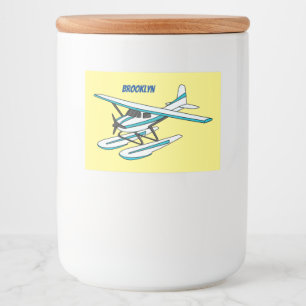 Étiquette Pour Bocaux Illustration d'hydravion bleu blanc