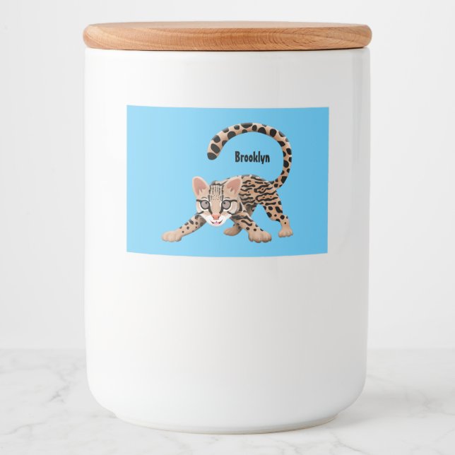 Étiquette Pour Bocaux Illustration d'ocelot mignon (Devant)