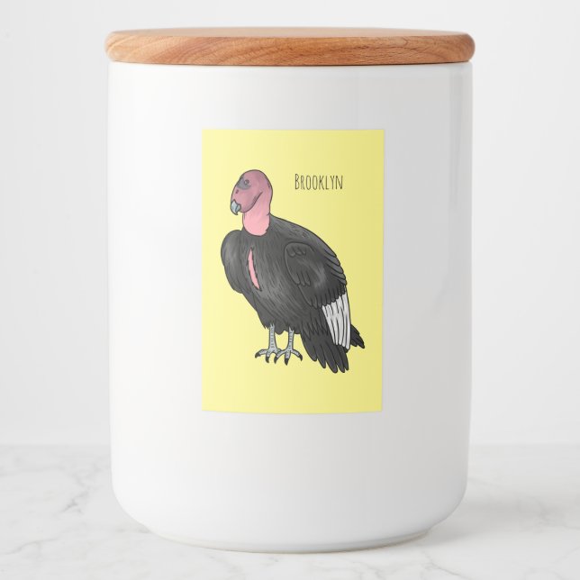 Étiquette Pour Bocaux Illustration d'oiseau condor de Californie (Devant)