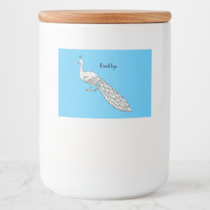 Étiquette Pour Bocaux Illustration d'oiseau de paon blanc