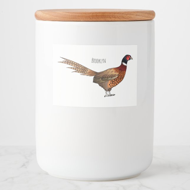 Étiquette Pour Bocaux Illustration d'oiseau faisan à cou circulaire (Devant)