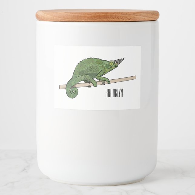 Étiquette Pour Bocaux Illustration du caméléon de Jackson (Devant)