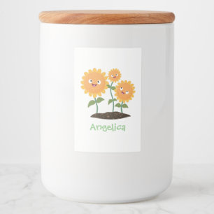 Étiquette Pour Bocaux Illustration d'un joli tournesol souriant