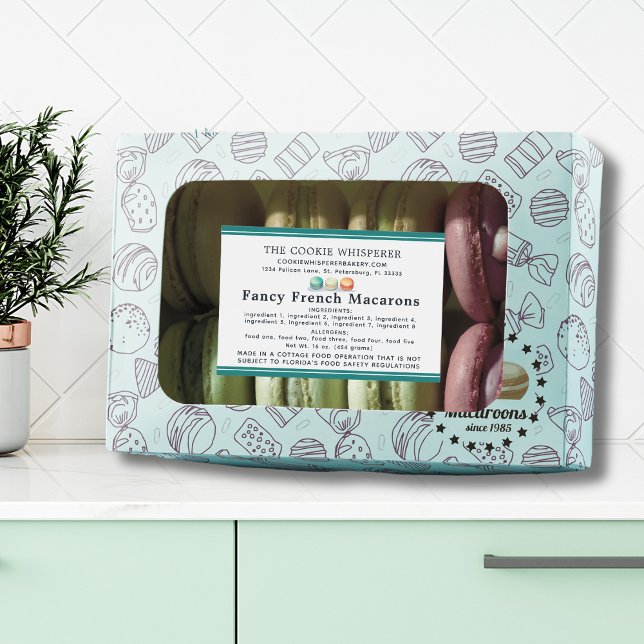 Étiquette Pour Bocaux Ingrédients de la boulangerie de la maison de Cott (Cookie Home Bakery Cottage Law Ingredients and Allergens Horizontal Food Label)