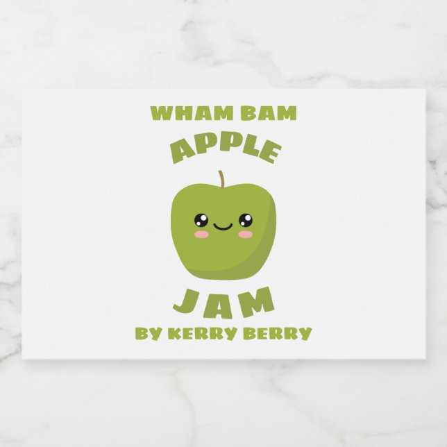 Étiquette Pour Bocaux Jam à la pomme Kawaii (Étiquettes simples)