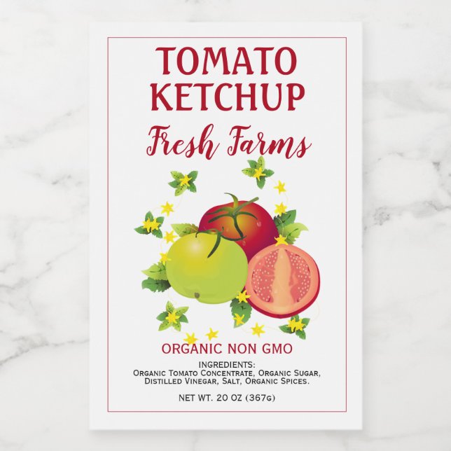 Étiquette Pour Bocaux Jardin de légumes de fruits de tomates (Étiquettes simples)