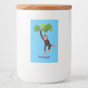 Étiquette Pour Bocaux Joli chimpanzé dans la jungle suspendu dessin anim