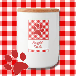 Étiquette Pour Bocaux Joli motif à carreaux gingham rouge et blanc avec