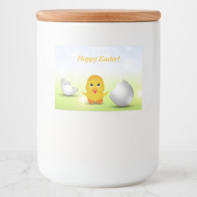 Étiquette Pour Bocaux Joli Petit Bébé de Pâques Chick (Devant)