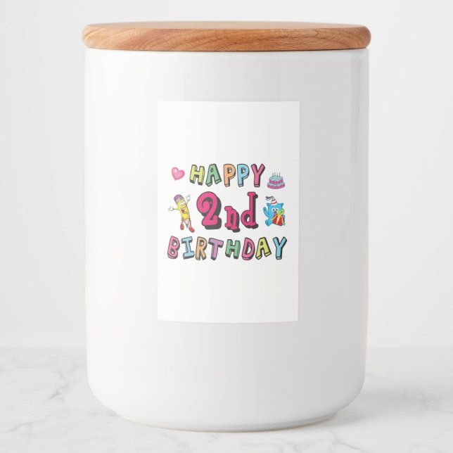 Étiquette Pour Bocaux Joyeux 2e anniversaire. 2 ans avant jour. (Devant)