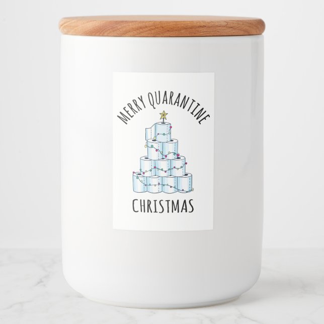 Étiquette Pour Bocaux Joyeux Quarantaine Arbre de Noël Papier toilette (Devant)