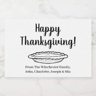 Étiquette Pour Bocaux Joyeux Thanksgiving tarte au potiron texte personn