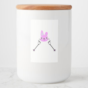 Étiquette Pour Bocaux Lapin de ski avec bâtons de ski