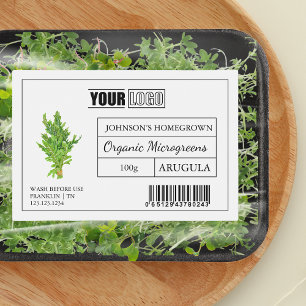 Étiquette Pour Bocaux Logo et code-barres personnalisés Arugula Microgre