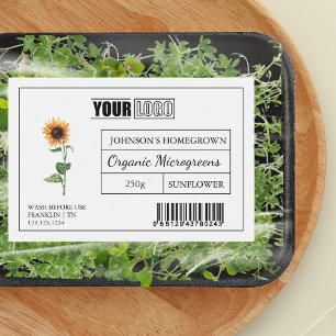 Étiquette Pour Bocaux Logo et code-barres personnalisés Microgreens de t