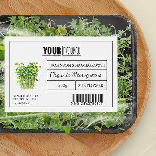 Étiquette Pour Bocaux Logo personnalisé et code-barres Microgreens bio f