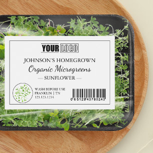 Étiquette Pour Bocaux Logo personnalisé et code-barres Microgreens bio f