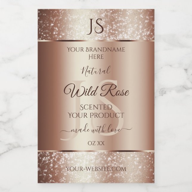 Étiquette Pour Bocaux Luxueux Rosegold Parties scintillant Monogram Étiq (Étiquettes simples)