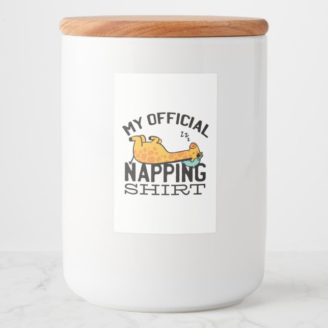 Étiquette Pour Bocaux Ma chemise de sieste officielle - Giraffe endormie (Devant)