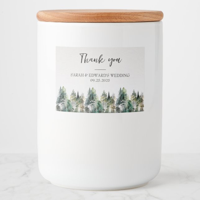 Étiquette Pour Bocaux Mariage forestier rustique (Devant)