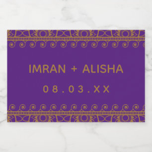 Étiquette Pour Bocaux Mariage Indien Gold Henna Paisley Purple