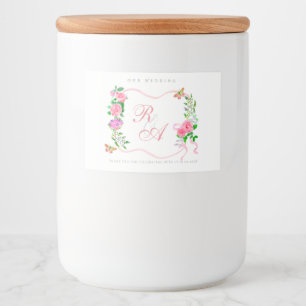 Étiquette Pour Bocaux Mariage Monogramme Ruban Rose