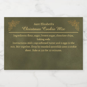 Étiquette Pour Bocaux Mélange pour biscuits de Noël personnalisé vert
