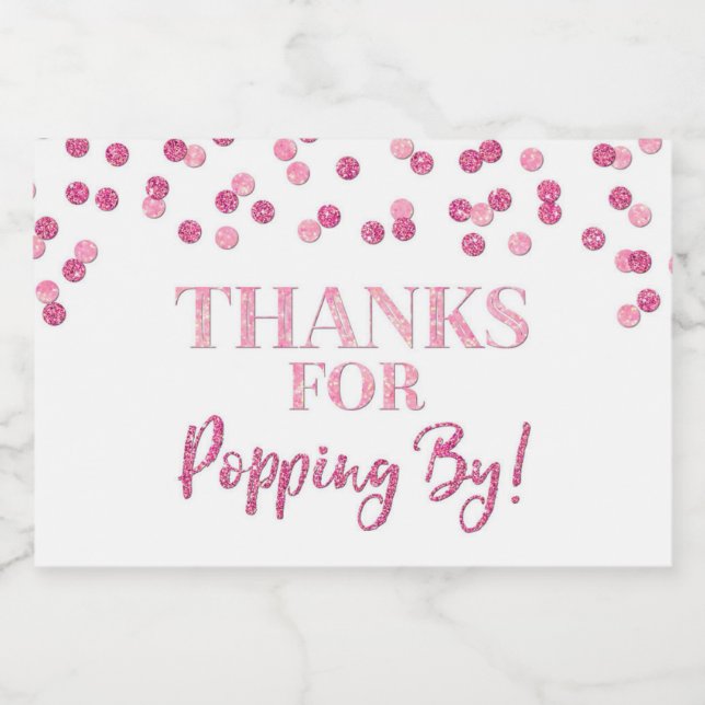 Étiquette Pour Bocaux Merci pour Popping de Pink Confetti (Étiquettes simples)
