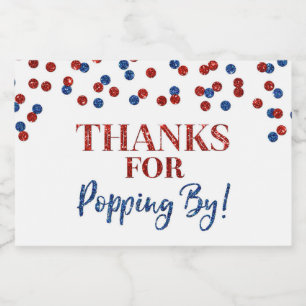 Étiquette Pour Bocaux Merci pour Popping de Red Blue Confetti