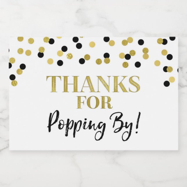 Étiquette Pour Bocaux Merci pour Popping par Gold Black Confetti (Étiquettes simples)