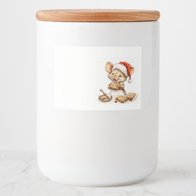 Étiquette Pour Bocaux Mignonne souris Chef Noël (Devant)