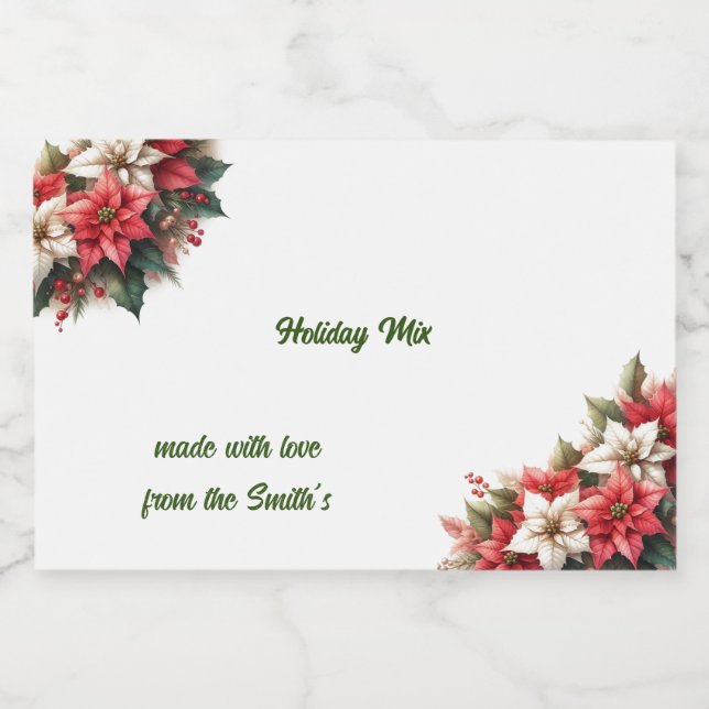 Étiquette Pour Bocaux Mix de vacances Poinsettia Plantes (Étiquettes simples)