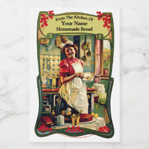 Étiquette Pour Bocaux Modèle vintage de cuisine de Nouveau d'art