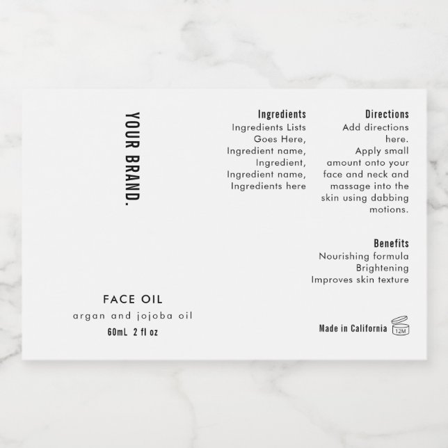 Étiquette Pour Bocaux Modern 2oz Dropper Bottle Waterproof Label (Étiquettes simples)