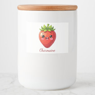 Étiquette Pour Bocaux Monogramme jolie fraise kawaii