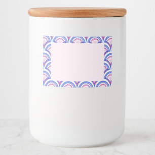 Étiquette Pour Bocaux motif damassé floral bleu