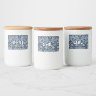 Étiquette Pour Bocaux Motif floral à l'aquarelle bleu élégant