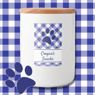 Étiquette Pour Bocaux Motif Gingham Bleu Blanc Classique Nom de Patte