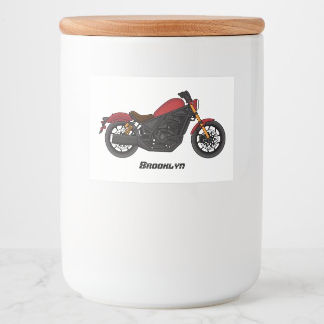 Étiquette Pour Bocaux moto de style croiseur cool (Devant)