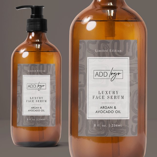 Étiquette Pour Bocaux Neutral Beige Taupe Boho Waterproof Product Label (elegant abstract pattern cosmo bottle waterproof label with your logo and customizable colors)