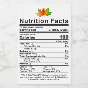 Étiquette Pour Bocaux NOUVEAU 2021 Feuille de sirop d'érable - Nutrition