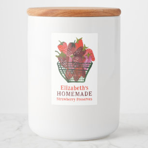 Étiquette Pour Bocaux Panier de fraises à l'aquarelle Confiture maison p
