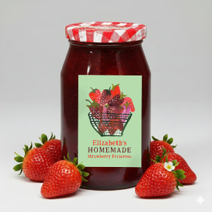 Étiquette Pour Bocaux Panier de fraises à l'aquarelle Confiture maison p