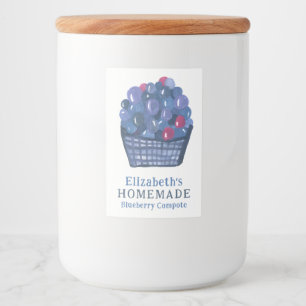 Étiquette Pour Bocaux Panier de myrtilles à l'aquarelle Confiture maison