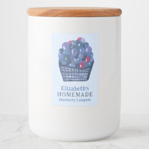 Étiquette Pour Bocaux Panier de myrtilles à l'aquarelle Confiture maison
