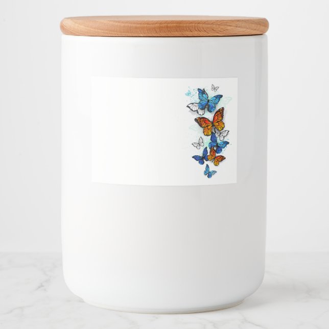 Étiquette Pour Bocaux Papillons volants Morpho et Monarch (Devant)