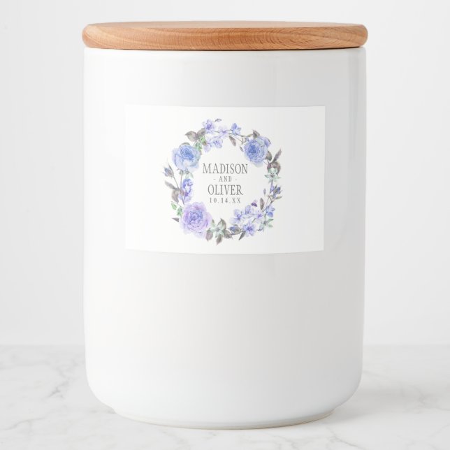 Étiquette Pour Bocaux Pastel Purple Aquarelle Florale | MARIAGE (Devant)